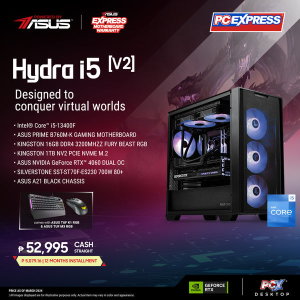 PCX GFH HYDRA i5 V2 GeForce RTX™ 4060 Dual OC Gaming Desktop - Powered By ASUS