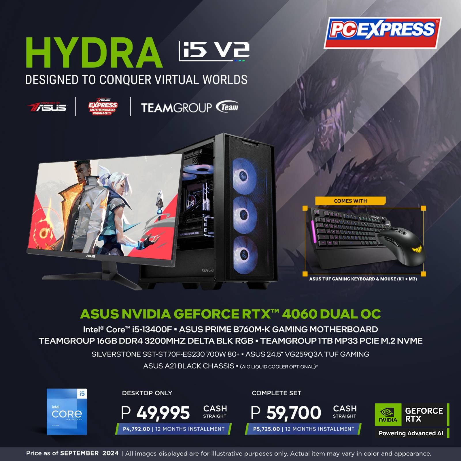 Pcx Gfh Hydra I5 V2 Teamgroup Geforce Rtx™ 4060 Dual Oc Gaming Deskt 