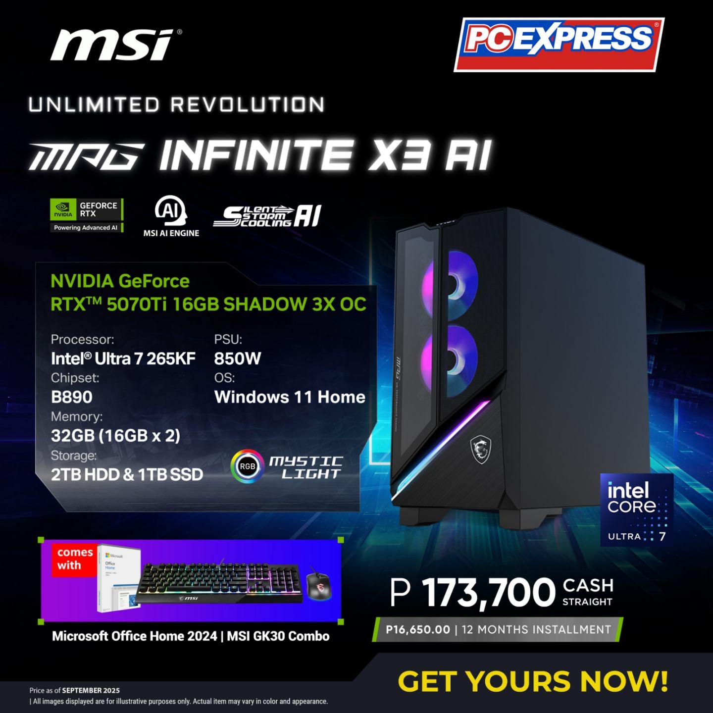 MSI MPG INFINITE X3 AI GeForce RTX™ 5070 Ti Intel® Core™ Ultra