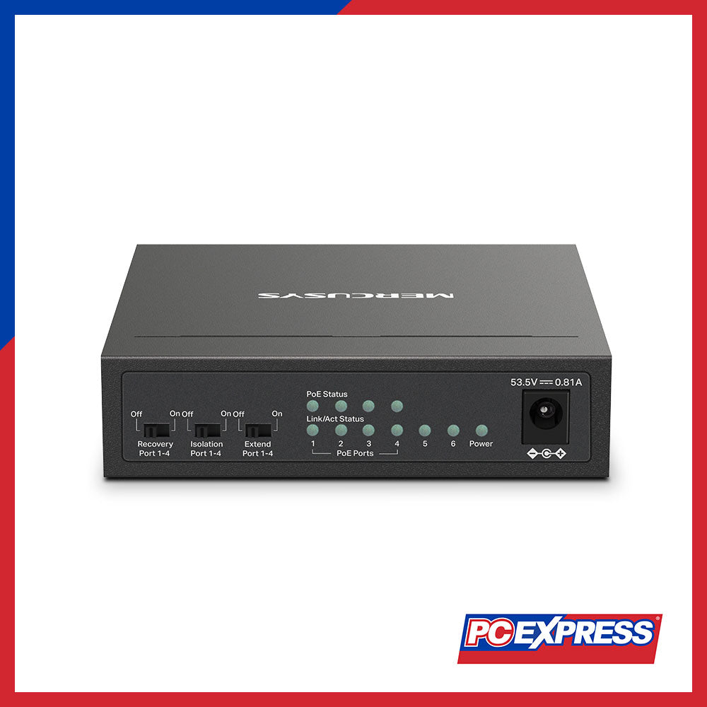 MERCUSYS MS106LP 6-Port 10/100Mbps Desktop Switch with 4-Port PoE+ - PC Express