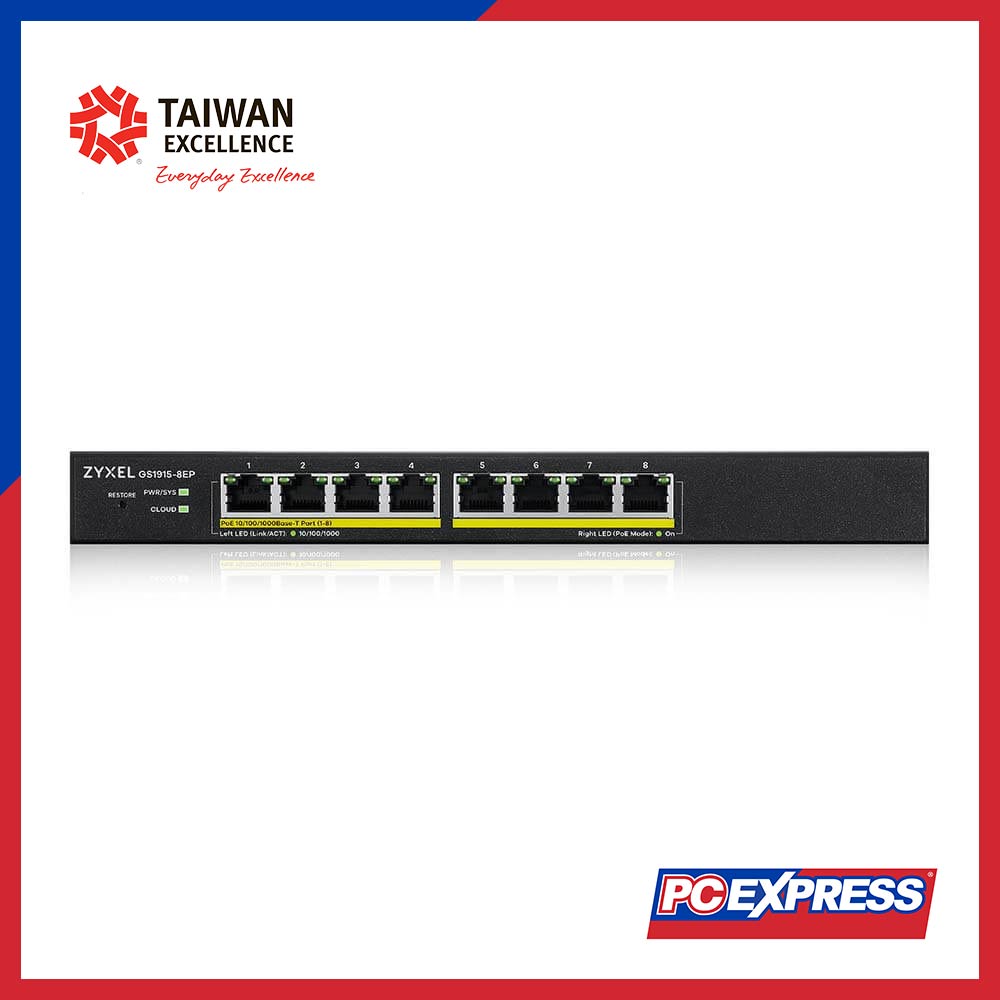 ZYXEL GS1915-8EP 8-port GbE Smart Managed Switch - PC Express