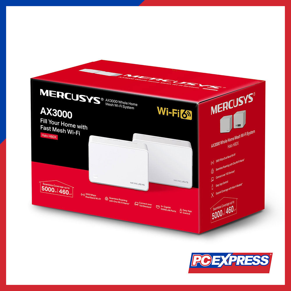 MERCUSYS HALO H80X (2-Pack) AX3000 Whole Home Mesh Wi-Fi 6 System - PC Express