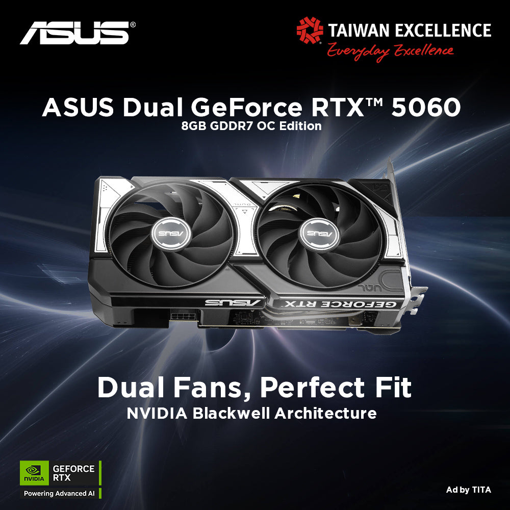 ASUS Dual GeForce RTX™ 5060 OC Edition — a compact beast built for ser ...
