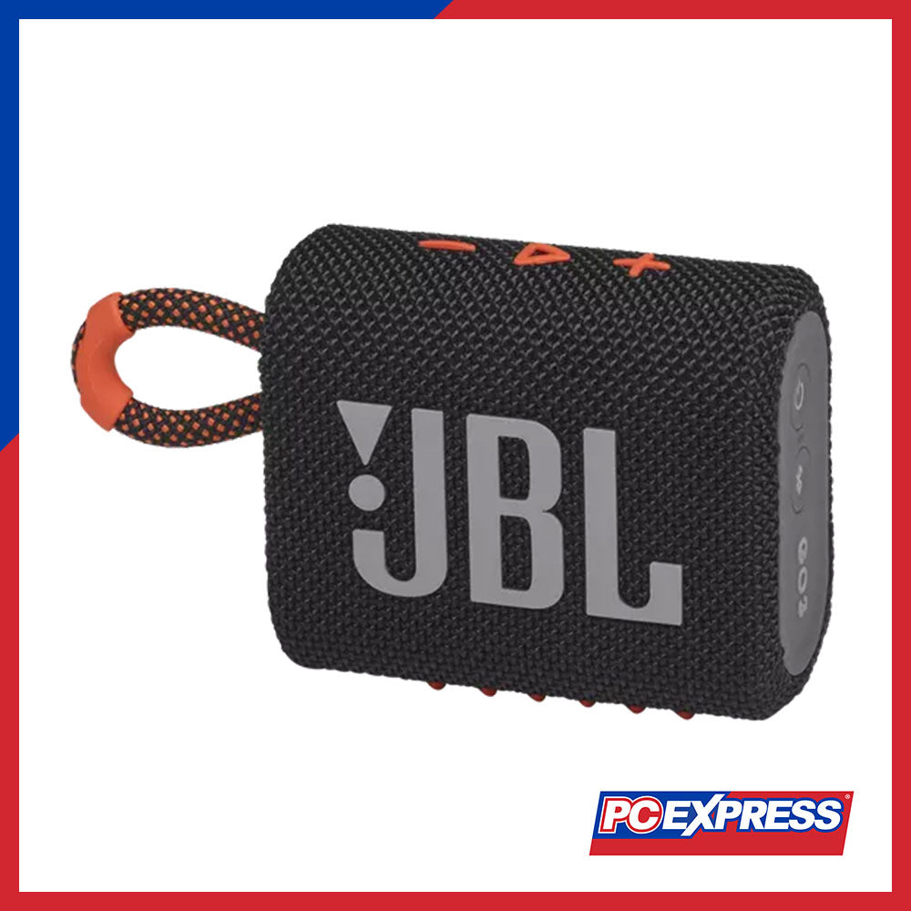 JBL GO 3 Portable Waterproof Bluetooth Speaker (Black Orange) - PC Express