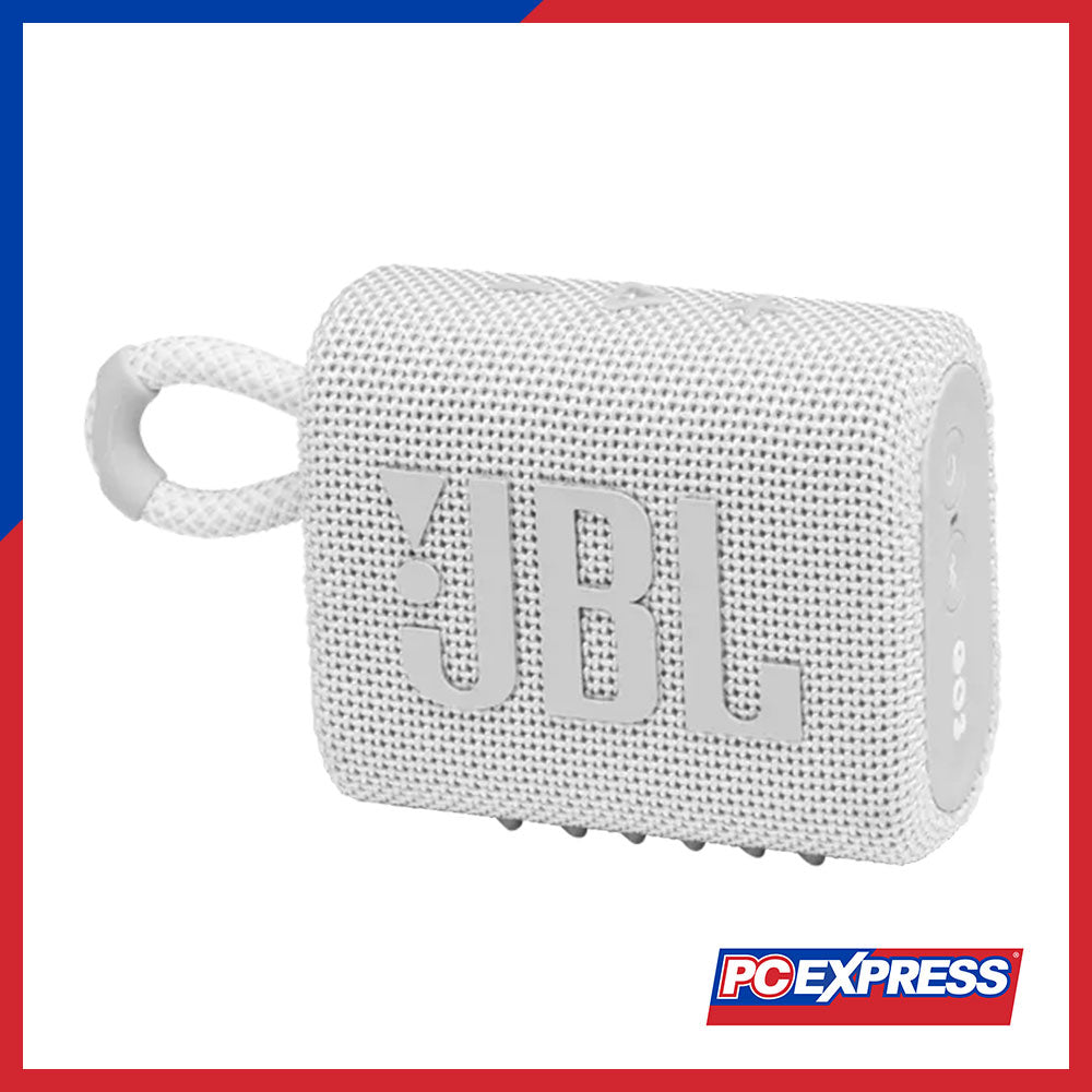 JBL GO 3 Portable Waterproof Bluetooth Speaker (White) - PC Express