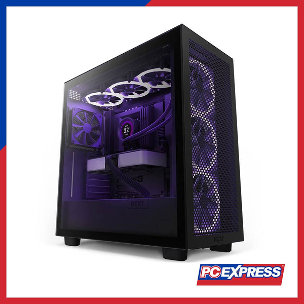 NZXT H7 Flow (CM-H71FB-01) Tempered Glass Mesh ATX Gaming Chassis (Black/Black) - PC Express