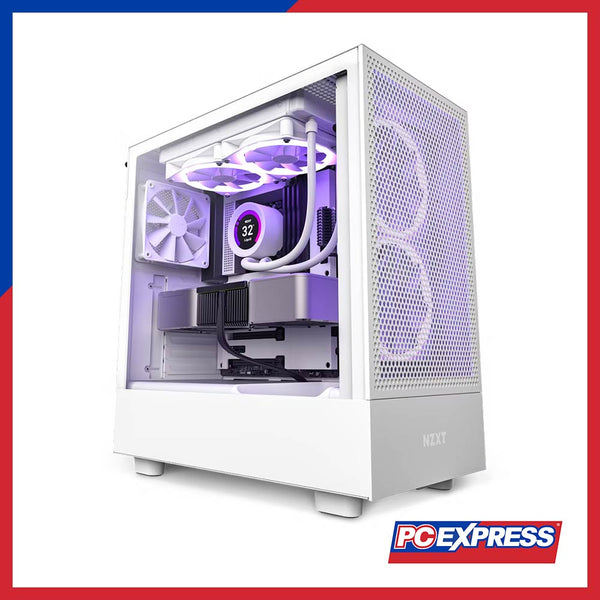 NZXT H5 Flow (CC-H51FW-01) Tempered Glass ATX Mid Tower Chassis (White) - PC Express