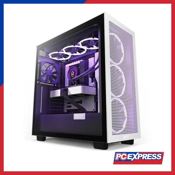 NZXT H7 Flow (CM-H71FG-01) Tempered Glass Mesh ATX Gaming Chassis (Black/White) - PC Express
