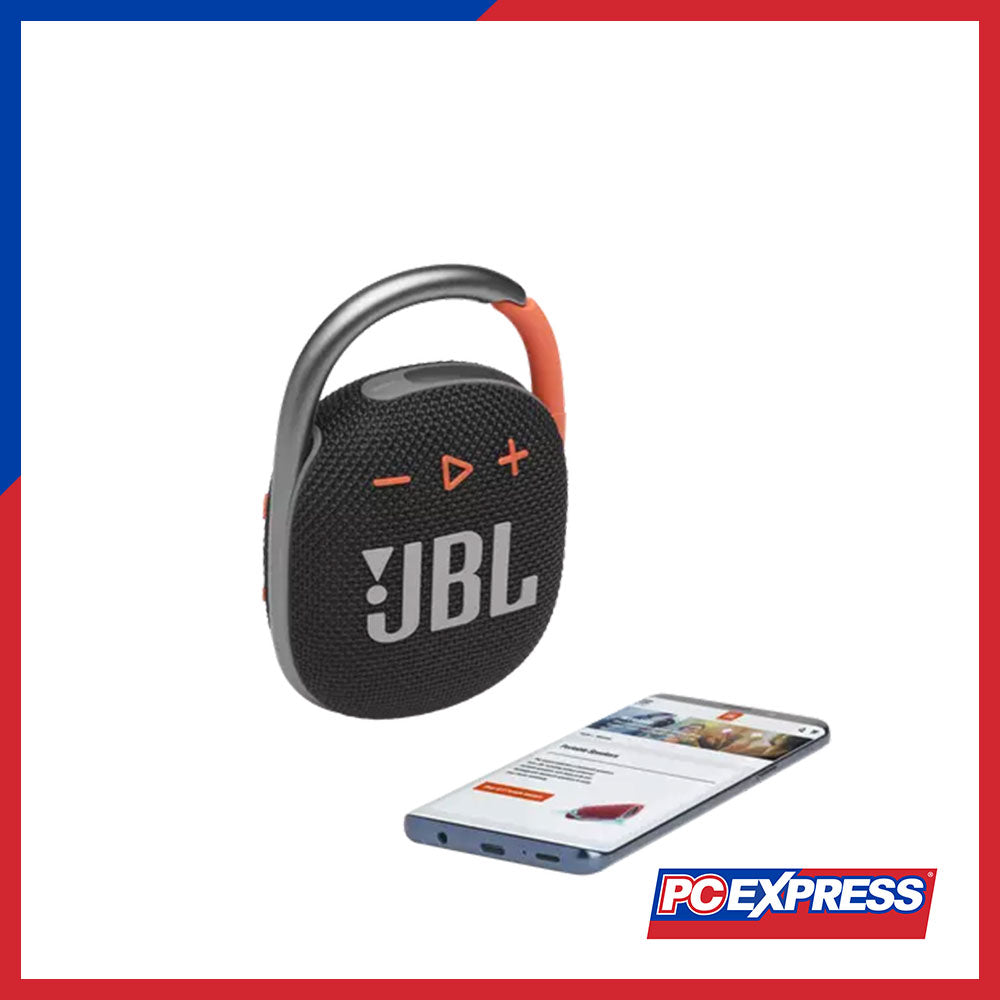 JBL CLIP 4 Ultra-portable Waterproof Bluetooth Speaker (Black Orange) - PC Express