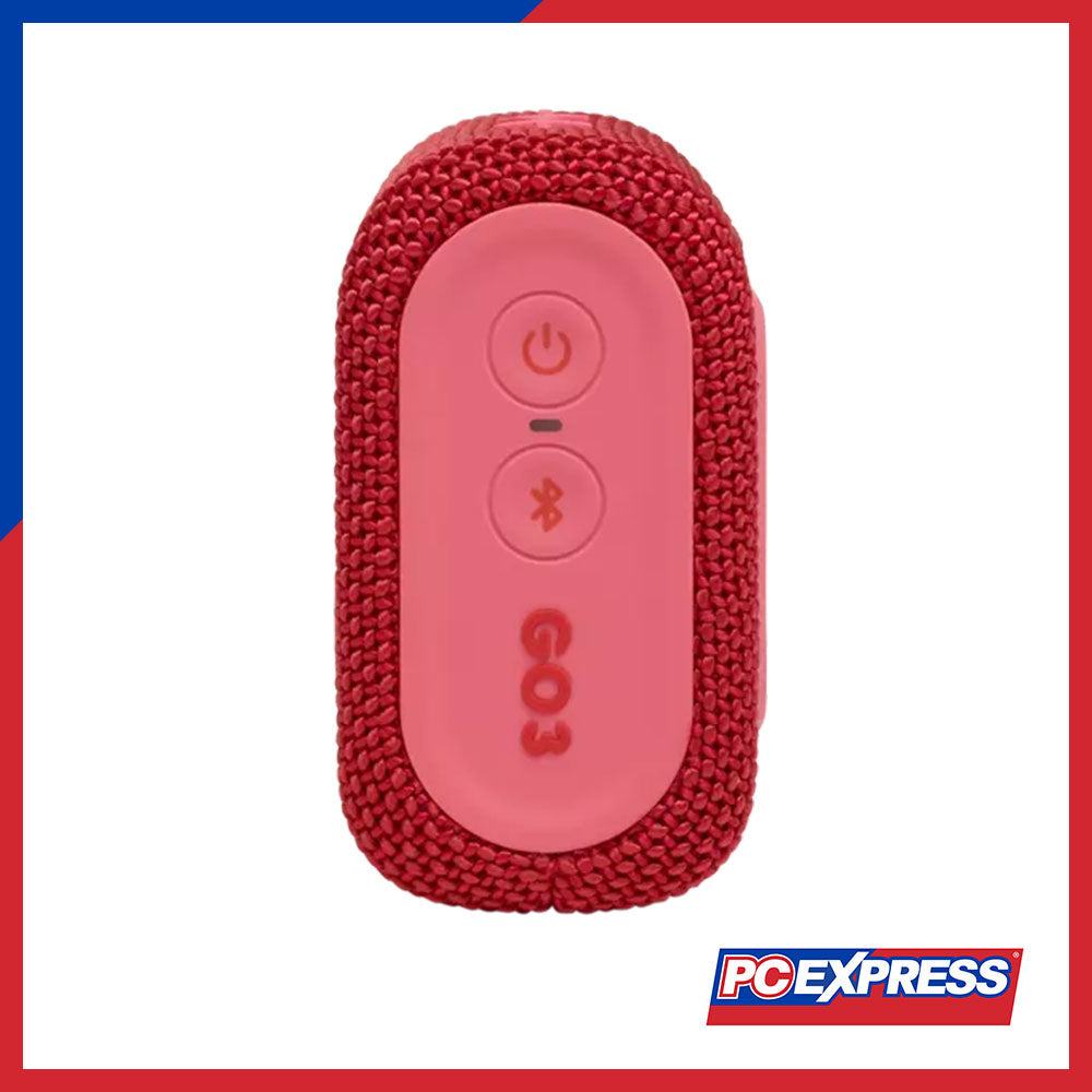 JBL GO 3 Portable Waterproof Bluetooth Speaker (Red) - PC Express