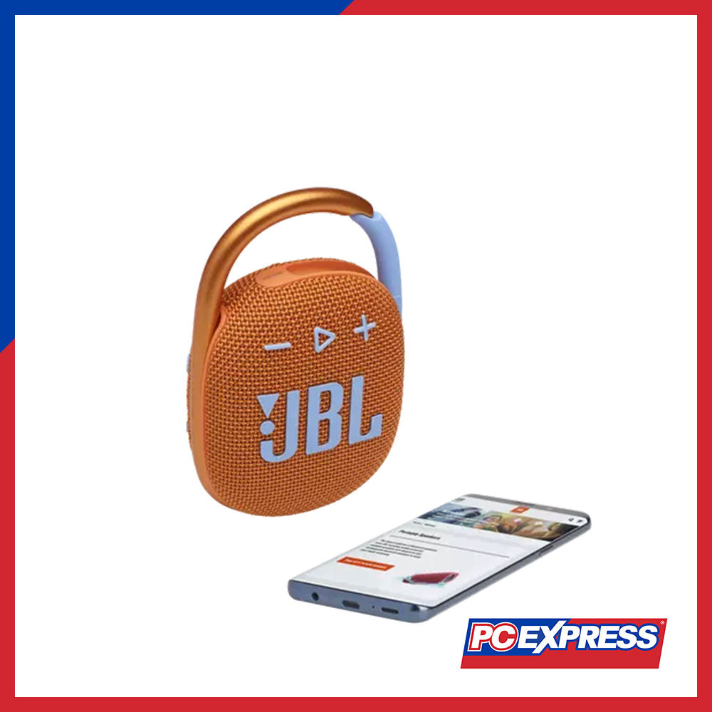 JBL CLIP 4 Ultra-portable Waterproof Bluetooth Speaker (Orange) - PC Express