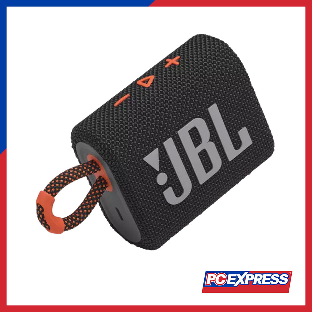 JBL GO 3 Portable Waterproof Bluetooth Speaker (Black Orange) - PC Express
