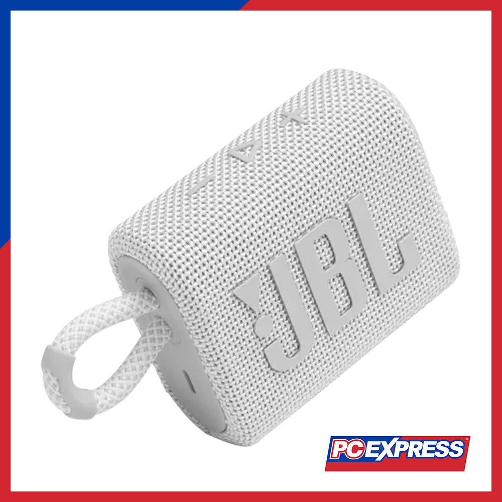 JBL GO 3 Portable Waterproof Bluetooth Speaker (White) - PC Express