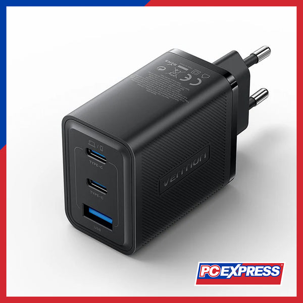 VENTION 3-Port USB (C+C+A) GaN Charger (FERB0-US) 65W - Black