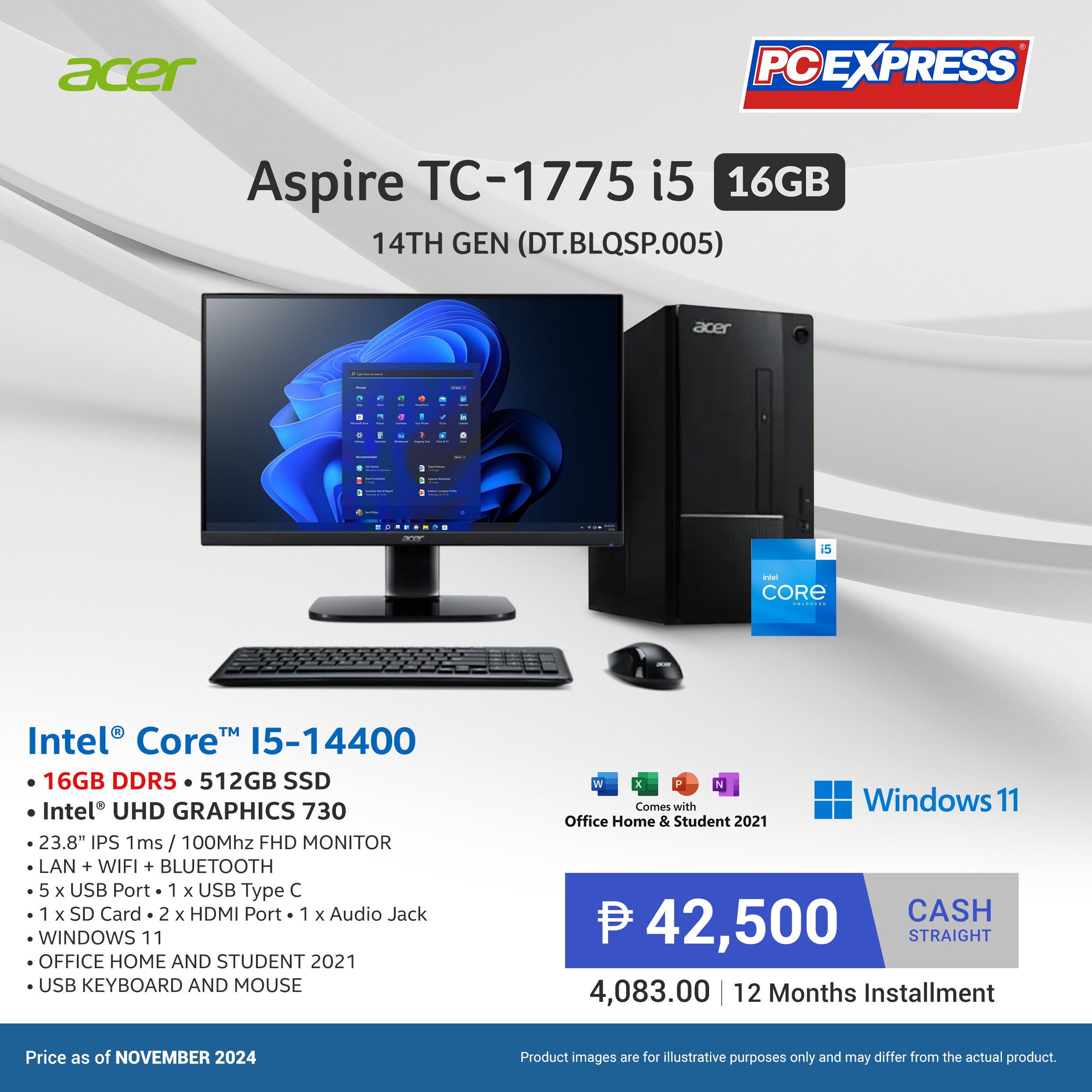 ACER Aspire TC1775 16GB (DT.BLQSP.005) Intel® Core™ i5 Desktop Packag