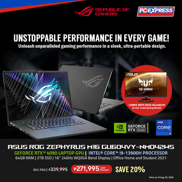 ASUS ROG Zephyrus M16 GU604VY-NM042WS GeForce RTX™ 4090 Intel® Core™ i9 Laptop (Black)