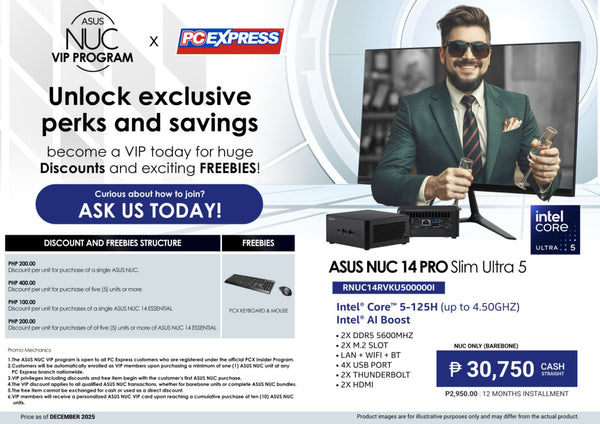 ASUS NUC 14 PRO SLIM CU5 - (RNUC14RVKU500000I) Intel® Core™ Ultra 5 Mini Desktop