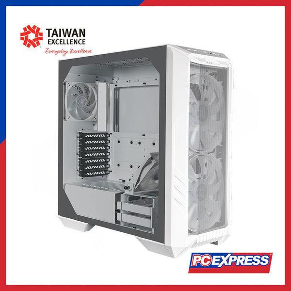 COOLER MASTER HAF500 ATX Mid Tower Gaming Chassis (White) - PC Express