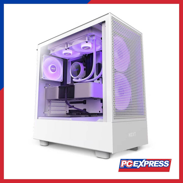NZXT H5 Flow RGB Compact ATX Mid-Tower with RGB Fans Chassis (Matte White)