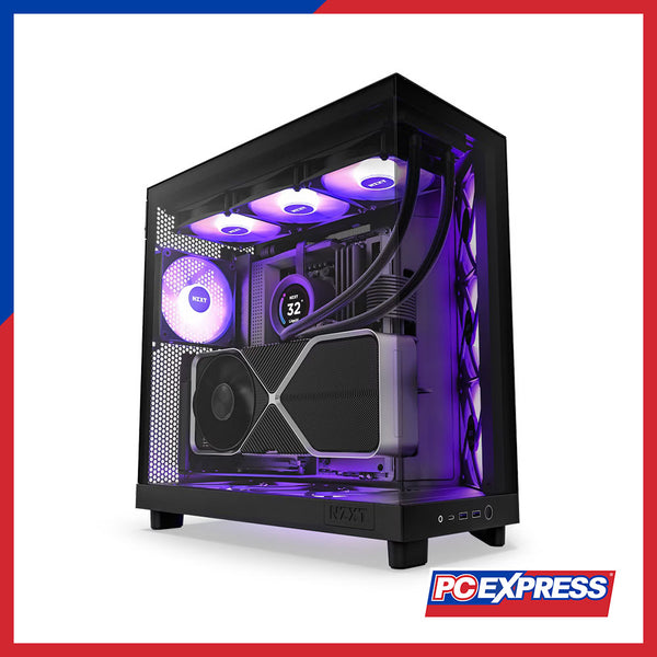 NZXT H6 Flow RGB Compact Dual-Chamber Mid-Tower Airflow Case with RGB Fans (Black)