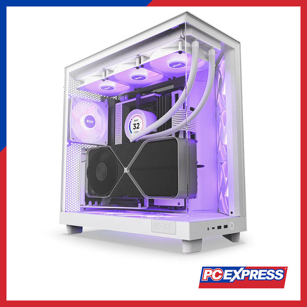 NZXT H6 Flow RGB Compact Dual-Chamber Mid-Tower Airflow Case with RGB Fans (White)