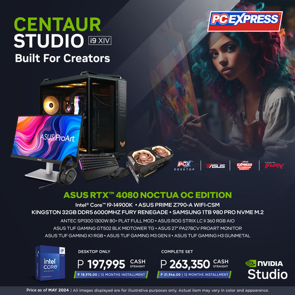 PCX CENTAUR STUDIO (i9 XIV) GeForce RTX™ 4080 Intel® Core™ i9 Gaming Desktop Package - Powered By ASUS