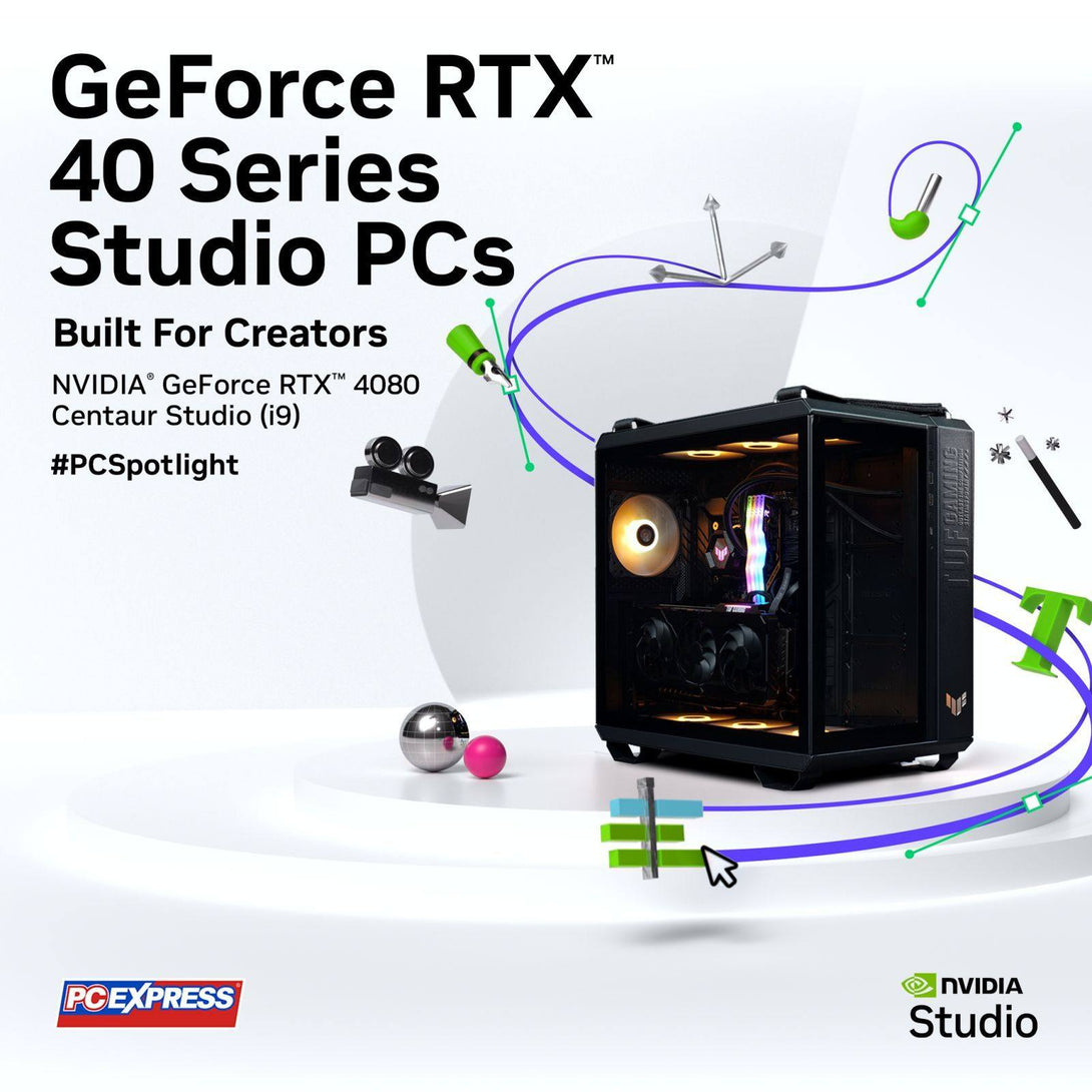 PCX CENTAUR STUDIO (i9) GeForce RTX™ 4080 Intel® Core™ i9 Gaming Desktop Package - Powered By ASUS - PC Express