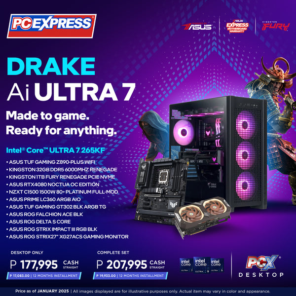 PCX GFH DRAKE (Ai ULTRA 7) GeForce RTX™ 4080 Intel® Core™ Ultra 7 Desktop - Powered by ASUS