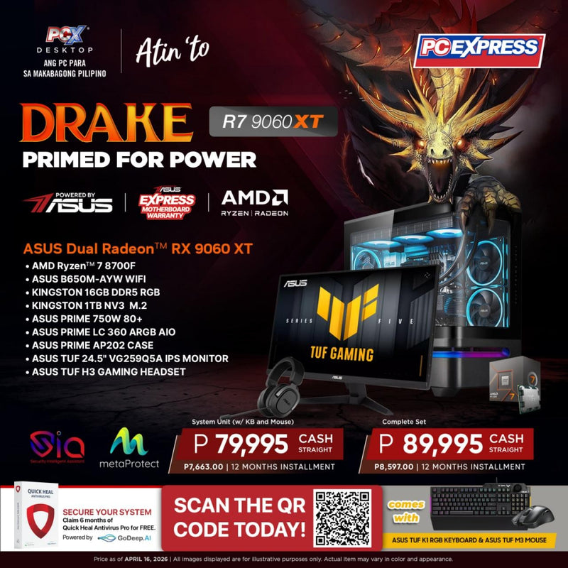 PCX GFH DRAKE R7 (9060XT) Radeon™ RX 9060 XT AMD Ryzen™ 7 Desktop - Powered by ASUS