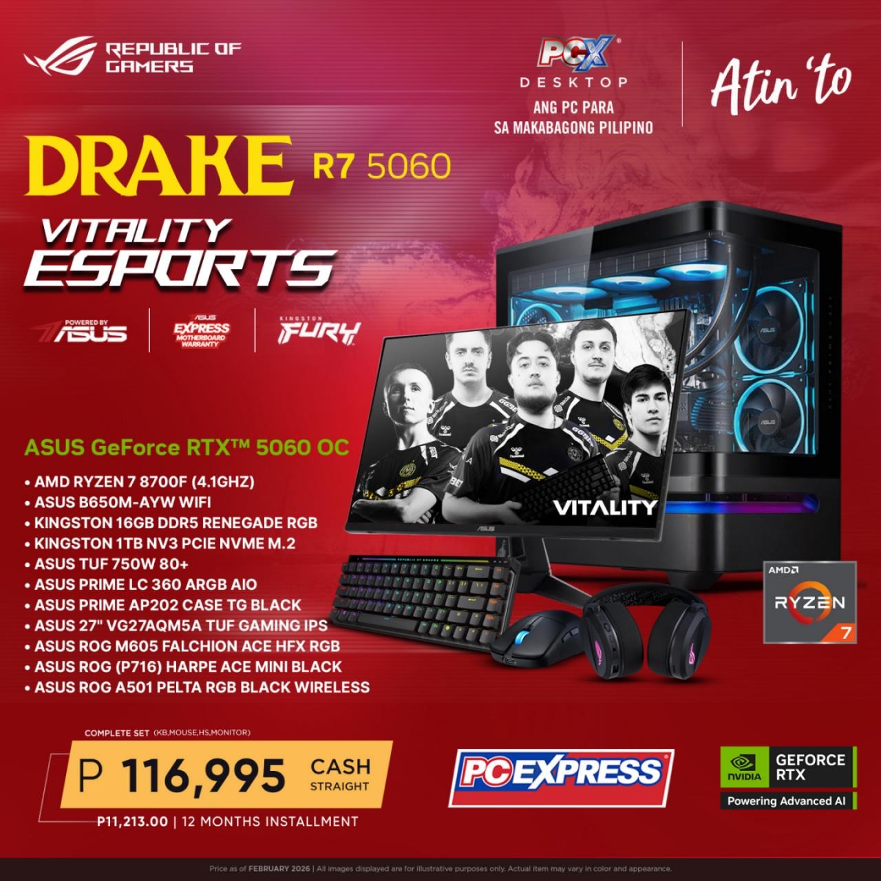 PCX GFH DRAKE R7 VITALITY ESPORTS GeForce RTX™ 5060 AMD Ryzen™ 7 Gamin ...