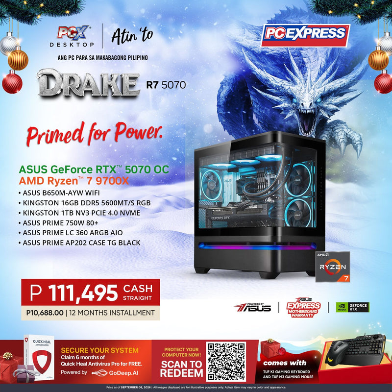 PCX GFH DRAKE (R7-5070) Gaming Desktop - Powered By ASUS