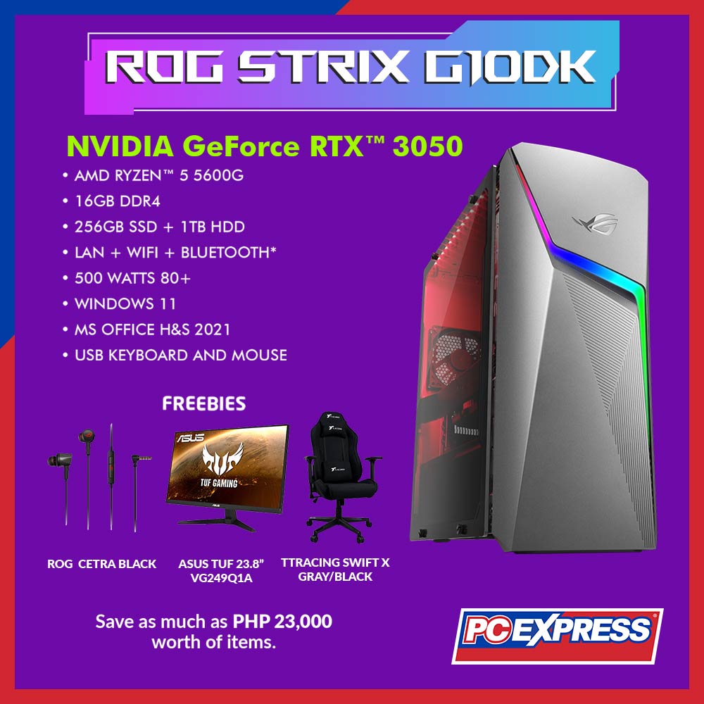 Asus ROG Strix G10DK (R5600G001WS) GeForce RTX™ 3050 AMD Ryzen™ 5 Gaming Desktop - PC Express