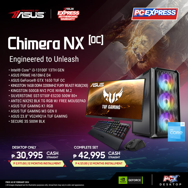 PCX GFH CHIMERA NX (OC) GeForce RTX™ 1650 Intel® Core™ i3 Gaming Desktop Package - Powered By ASUS