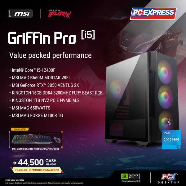 PCX GFH GRIFFIN PRO (i5) GeForce RTX™  3050 Intel® Core™  i5 Gaming Desktop