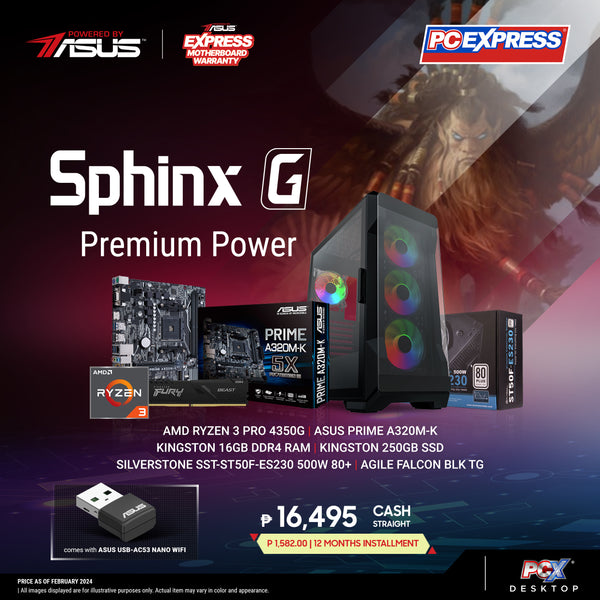 PCX GFH SPHINX (G) AMD Ryzen 3 Pro Gaming Desktop - Powered By ASUS
