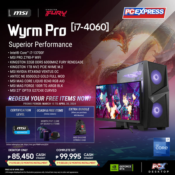 PCX GFH WYRM PRO [i7-4060] GeForce RTX™ 4060 Intel Core i7 Gaming Desktop