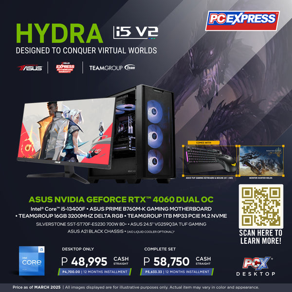 PCX GFH HYDRA i5 V2 - TEAMGROUP GeForce RTX™ 4060 Dual OC Gaming Desktop - Powered By ASUS