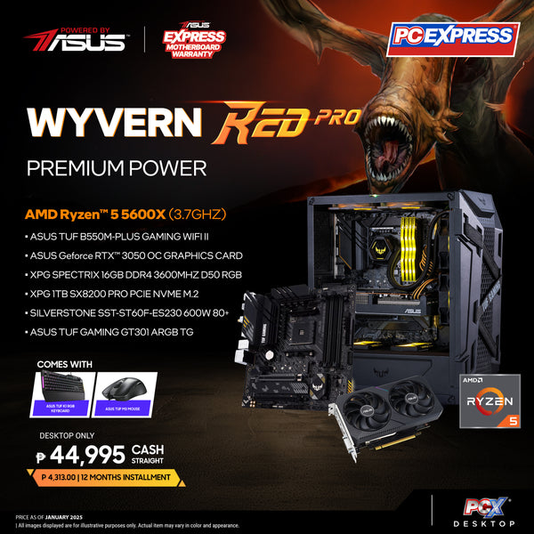 PCX GFH WYVERN RED (PRO) GeForce RTX™ 3050 AMD Ryzen™ 5 Gaming Desktop - Powered By ASUS