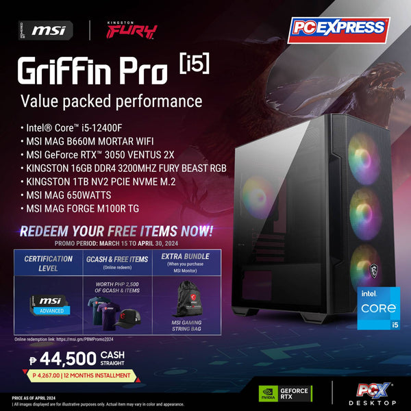 PCX GFH GRIFFIN PRO (i5) GeForce RTX™ 3050 Intel® Core™ i5 Gaming Desktop
