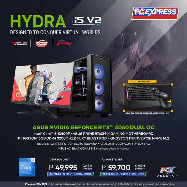 PCX GFH HYDRA i5 V2 GeForce RTX™ 4060 Dual OC Gaming Desktop - Powered By ASUS