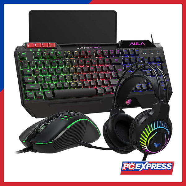 AULA Wind T650 4IN1  Wired (Keyboard + Mouse + Headset + Mouse Pad Set) Combo - Black