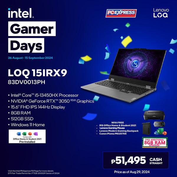 LENOVO LOQ 15IRX9 (83DV0013PH) GeForce RTX™  3050 Intel® Core™  i5 Laptop (Luna Grey)