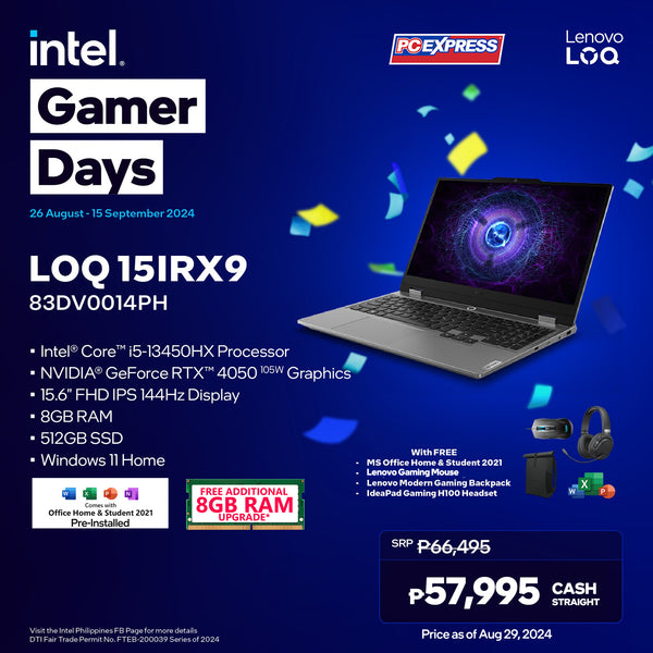 LENOVO LOQ 15IRX9 (83DV0014PH) GeForce RTX™ 4050 Intel® Core™ i5 Laptop (Luna Grey)