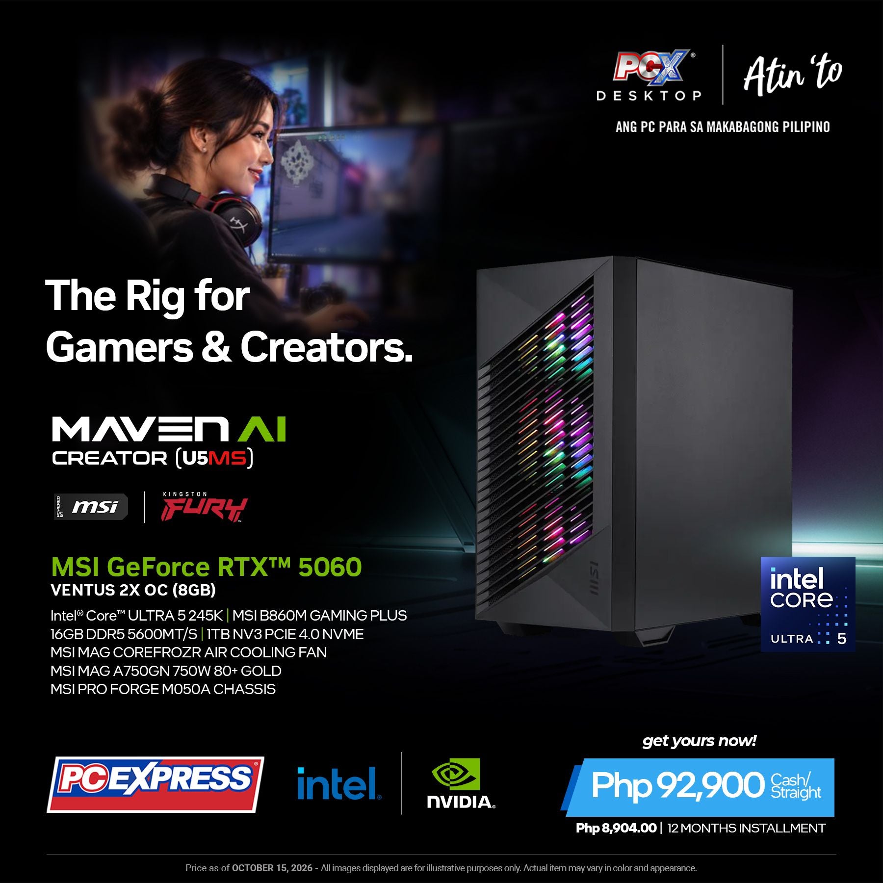 PCX GFH MAVEN Ai CREATOR (U5/MS) GeForce RTX™ 5060 Intel® Core™ Ultra ...