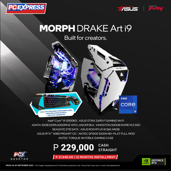 PCX GFH MORPH DRAKE Art i9 GeForce RTX™ 4080 Gaming Desktop - Powered By ASUS