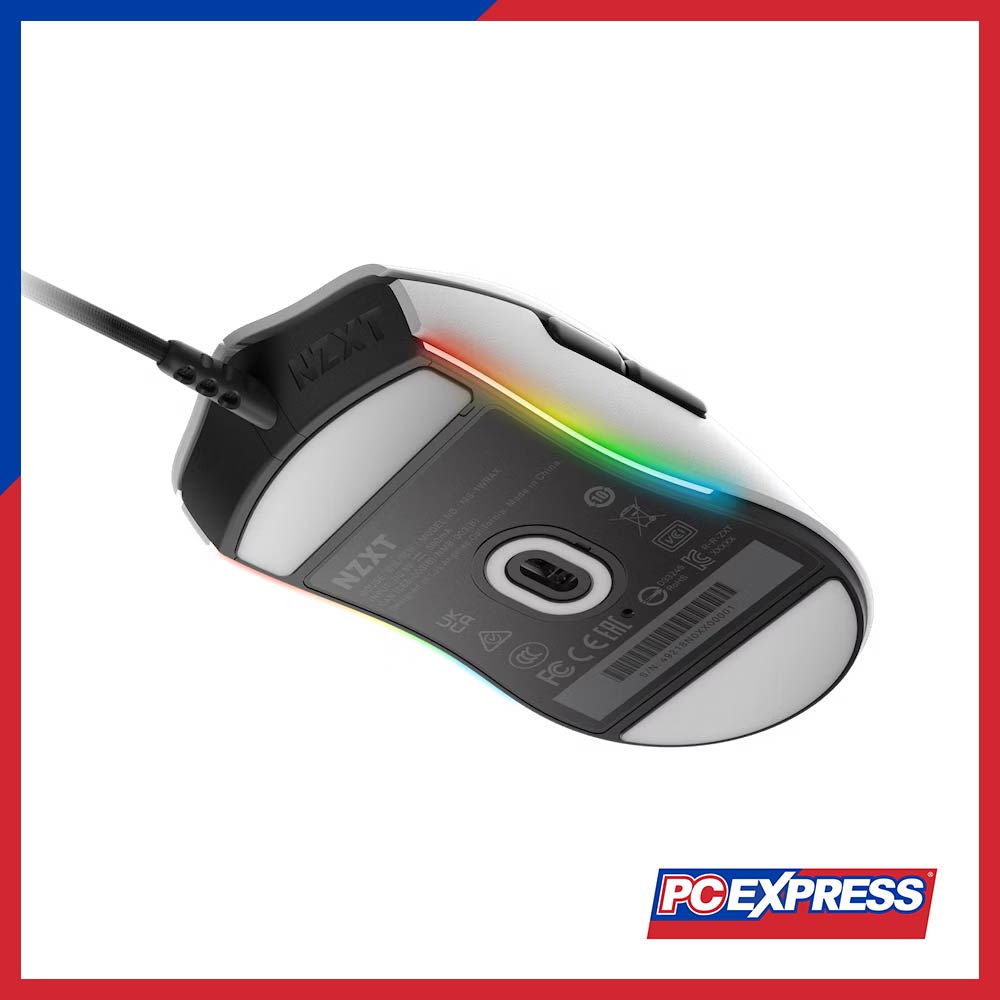 NZXT LIFT (MS-1WRAX-WM) Lightweight Ambidextrous Mouse (White) - PC Express