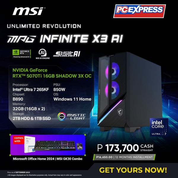 MSI MPG INFINITE X3 AI GeForce RTX™ 5070 Ti Intel® Core™ Ultra 7 Gaming Desktop