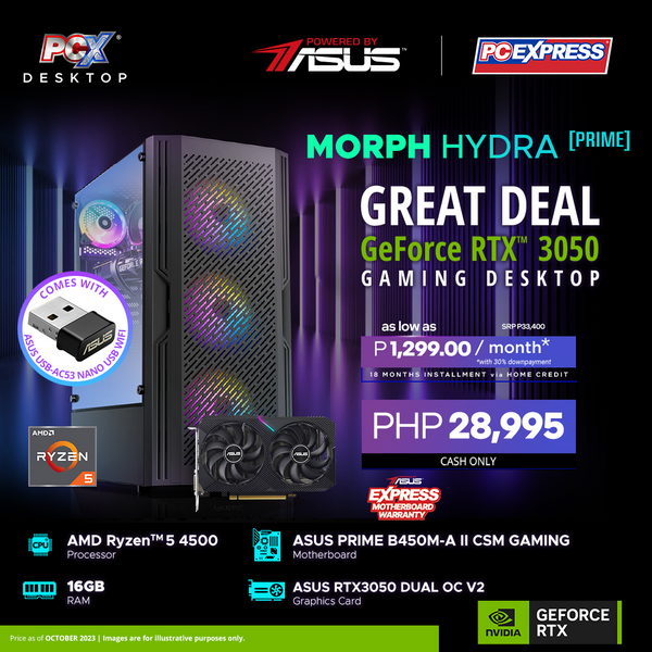 MORPH HYDRA PRIME GeForce RTX™ 3050 Gaming Desktop - Powered By ASUS - PC Express