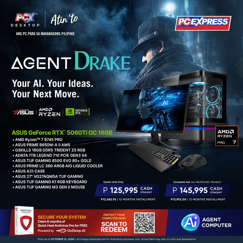 PCX GFH AGENT DRAKE GeForce RTX™ 5060 Ti AMD Ryzen™ 7 Gaming Desktop - Powered By ASUS