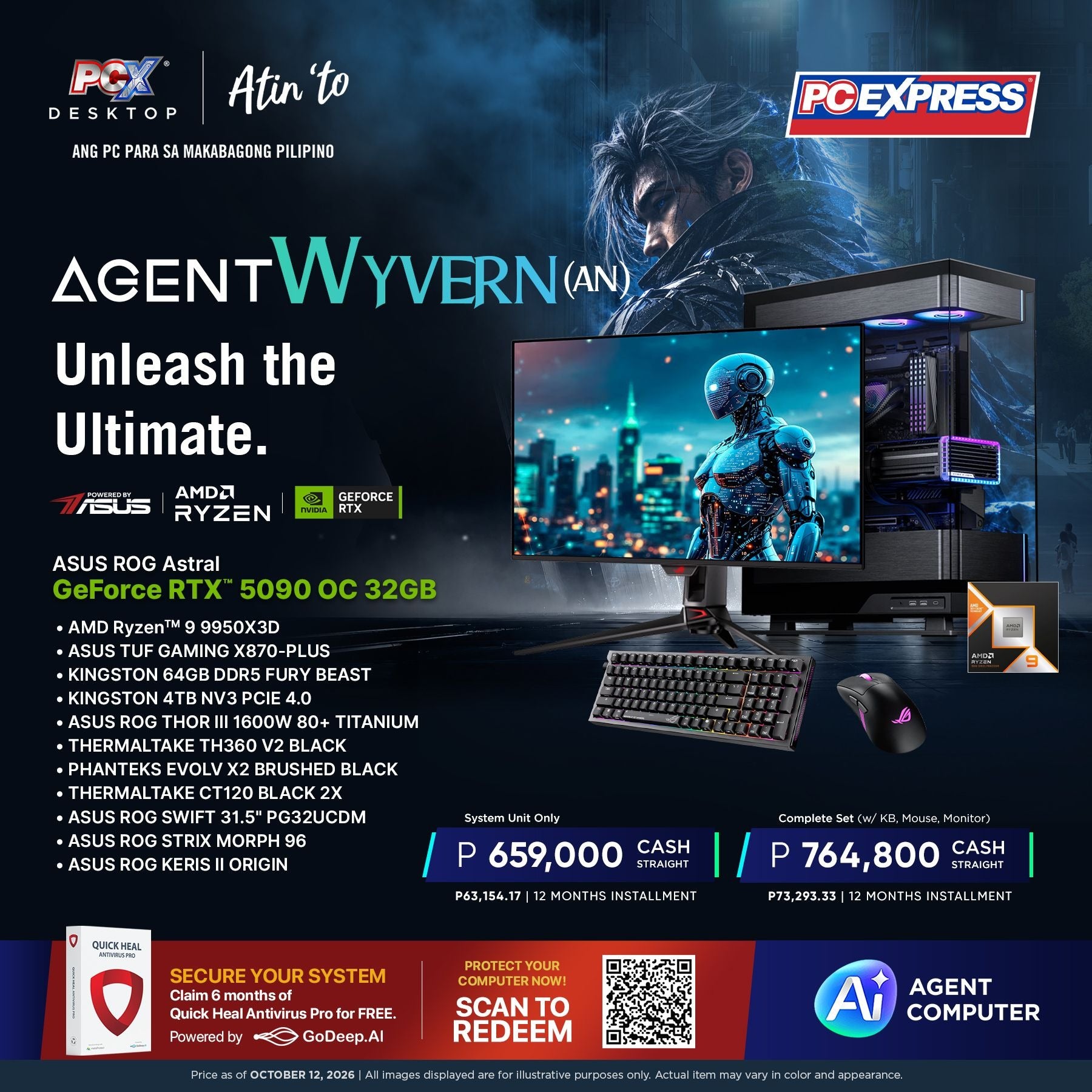 PCX GFH AGENT WYVERN (AN) GeForce RTX™ 5090 AMD Ryzen™ 9 Gaming Deskto ...